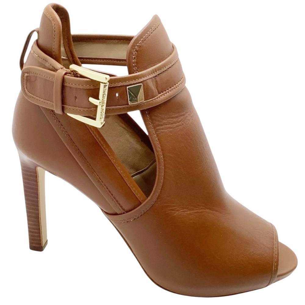 {Michael Kors} Fanning Leather Open-Toe Ankle Boot